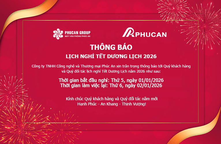 Lịch nghỉ tết dương 2026 - Máy văn phòng phúc an