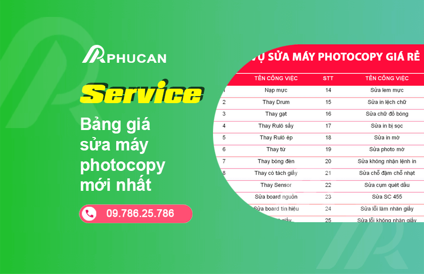 giá sửa máy photocopy
