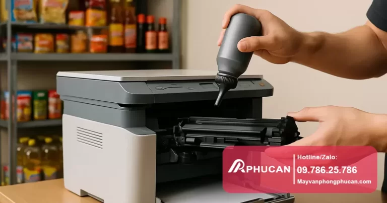 đổ mực máy in cho siêu thị mini