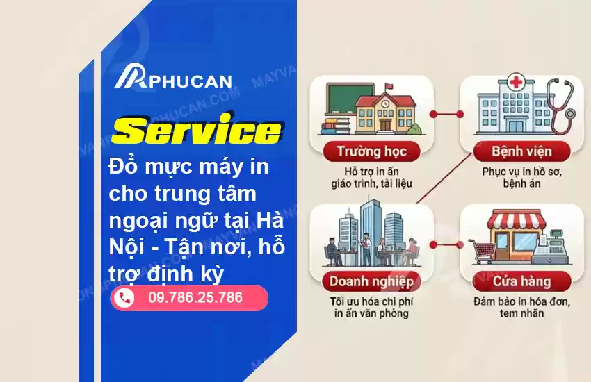 đổ mực máy in cho trung tâm ngoại ngữ