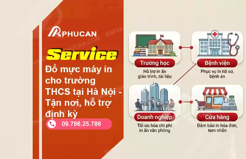 đổ mực máy in cho trường THCS